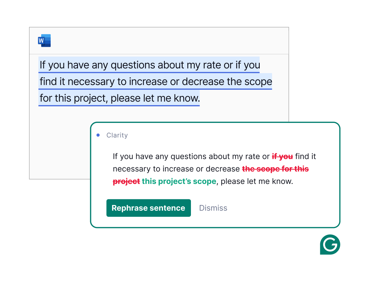 Grammarly suggests rephrasing your sentence to increase clarity.