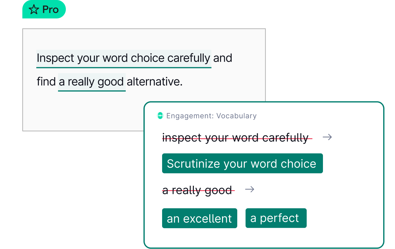 Grammarly helps you to expand your vocabulary